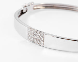 Bracelet jonc or gris et diamant