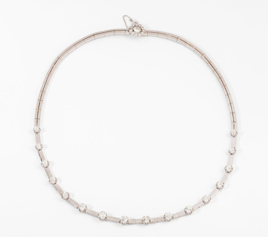 collier en diamant et or gris des 1960