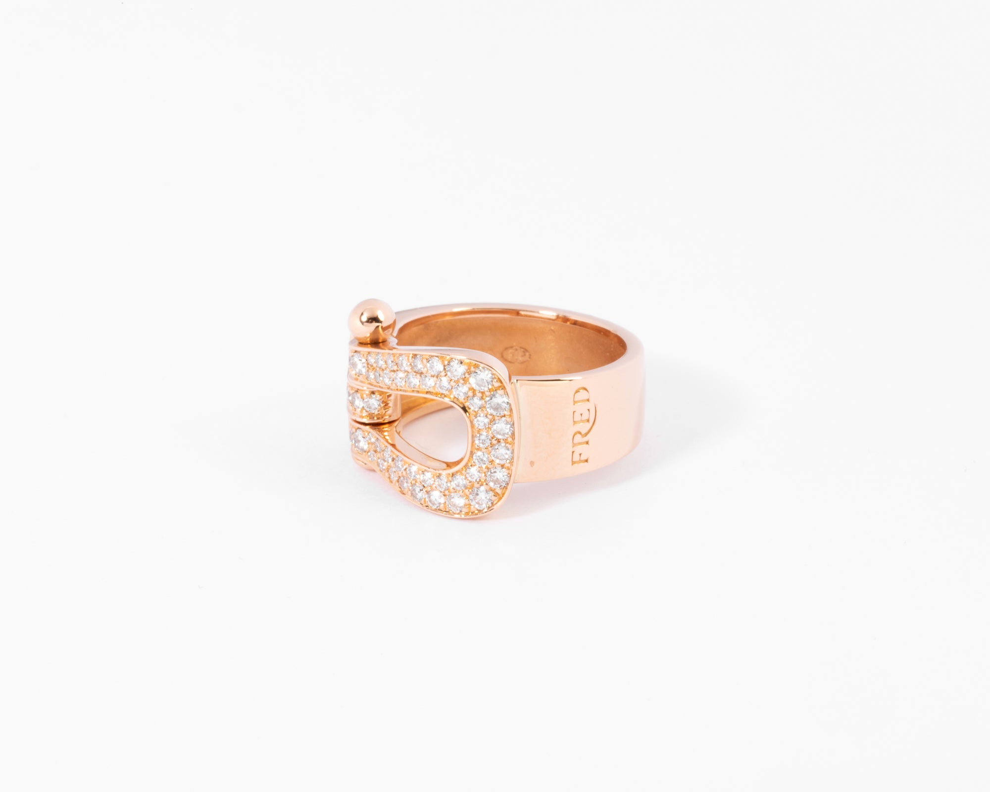 Bague or rose ,pavée de diamants Fred force 10