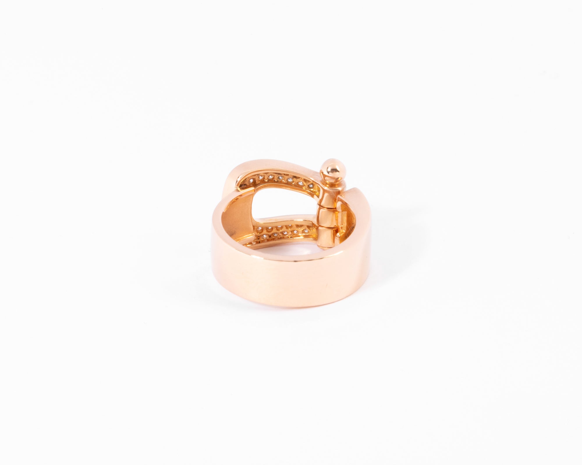 Bague or rose ,pavée de diamants Fred force 10