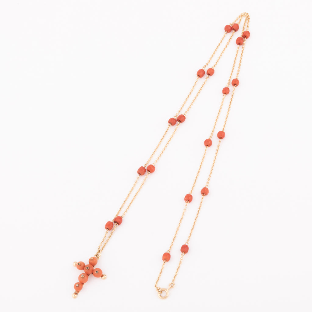 Sautoir en or et corail