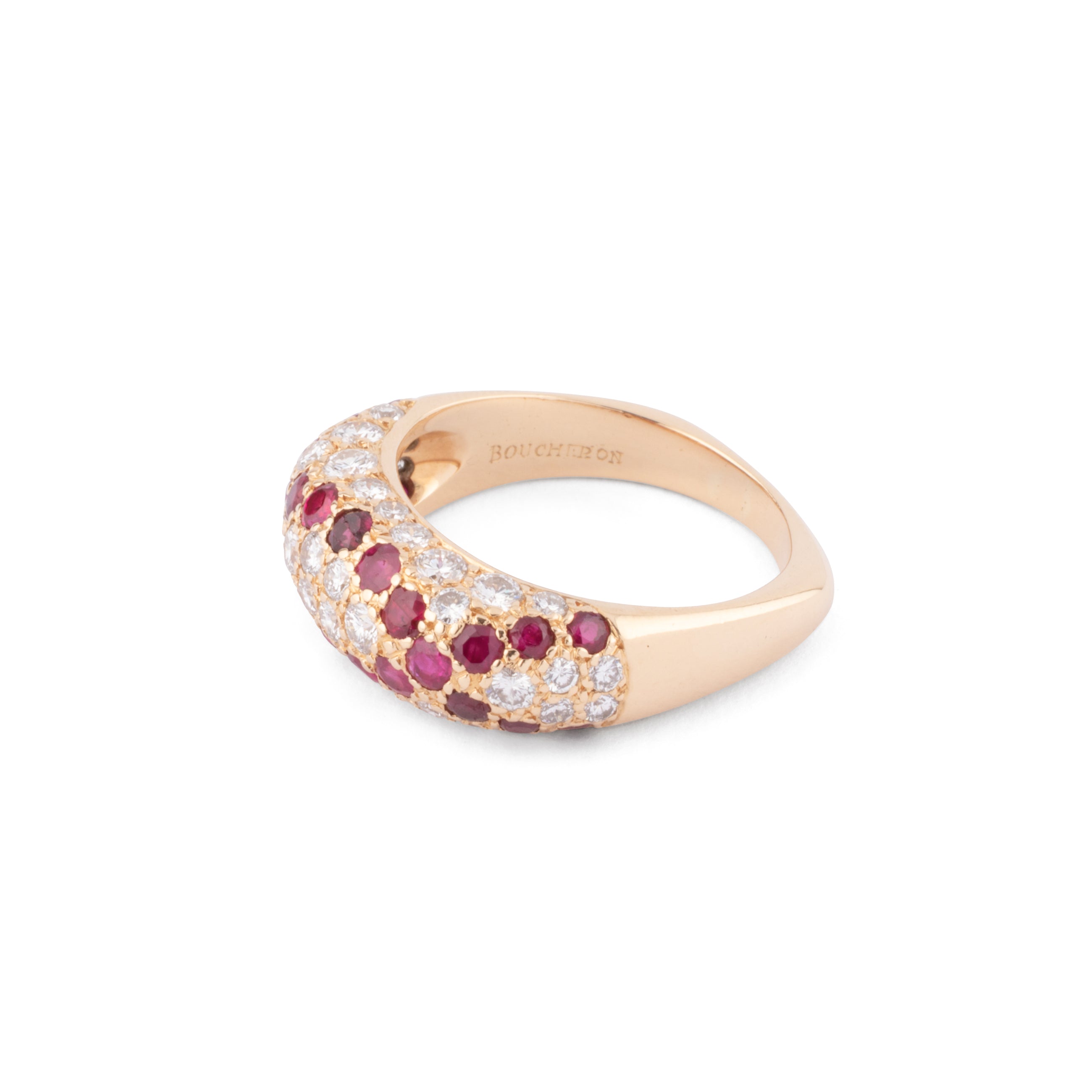 Bague or jaune Boucheron rubis et diamants