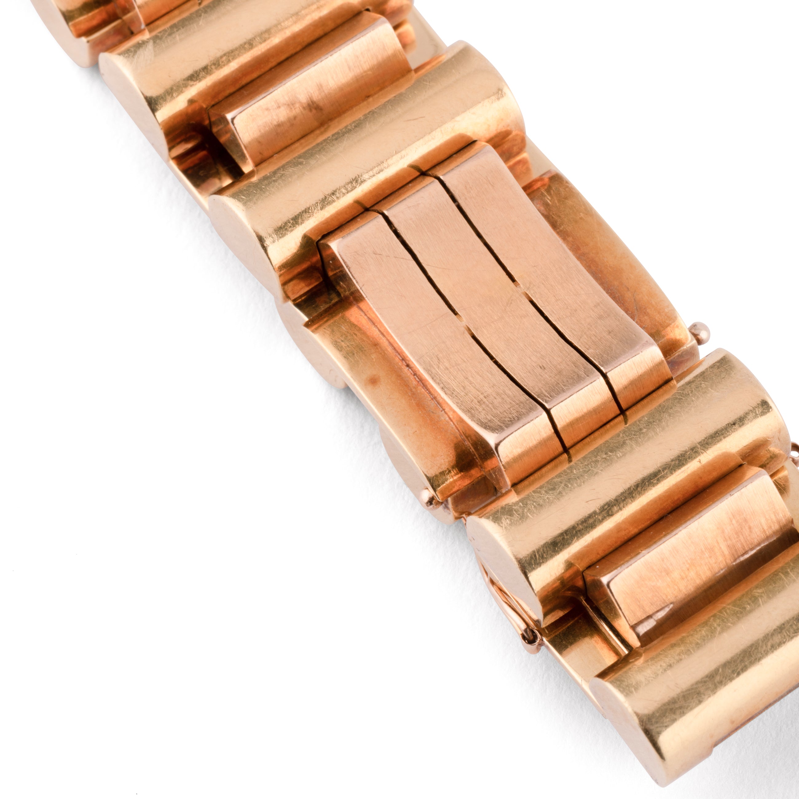 Bracelet Tank en or rose et jaune des années 1945-1955
