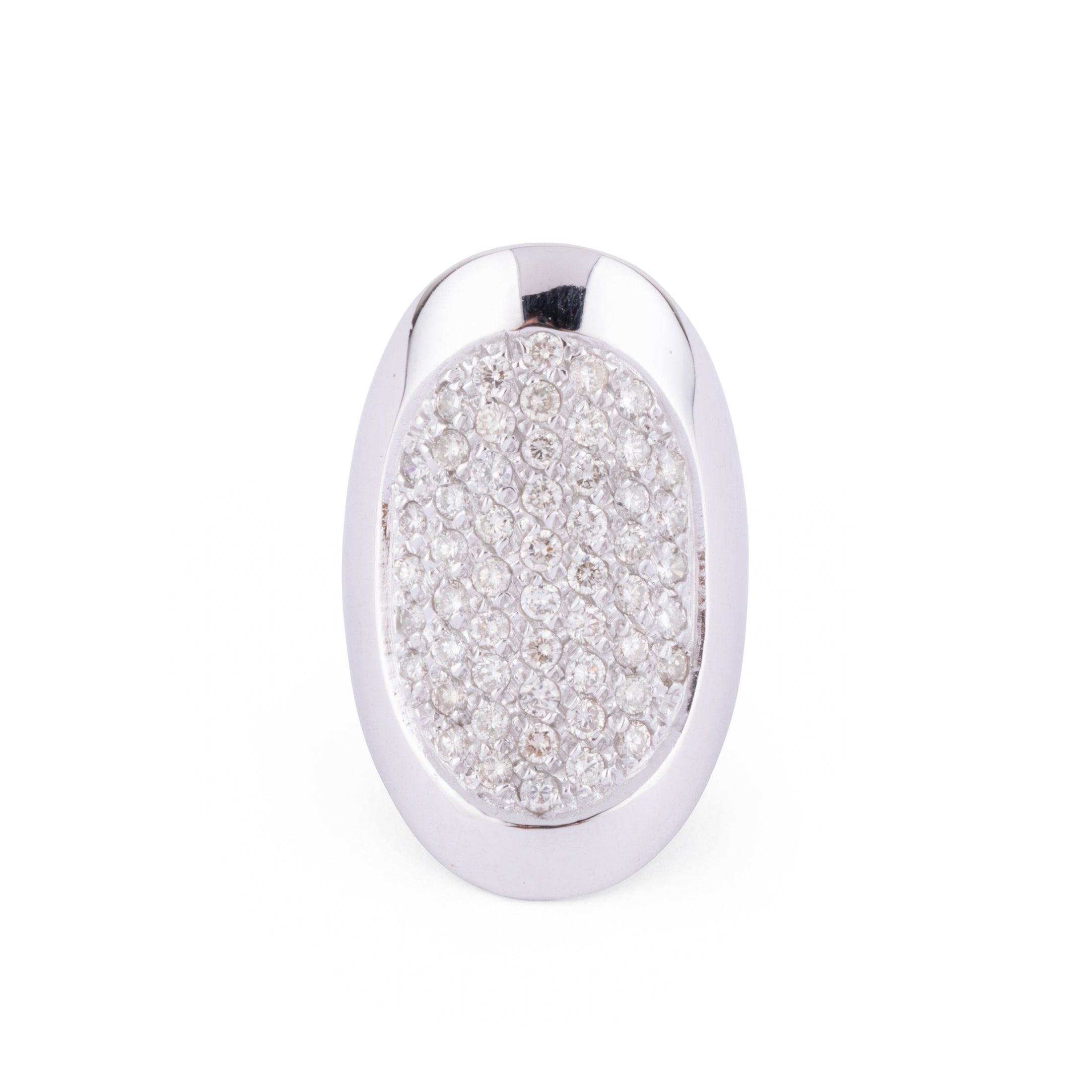 Bague or gris et diamants design 1970