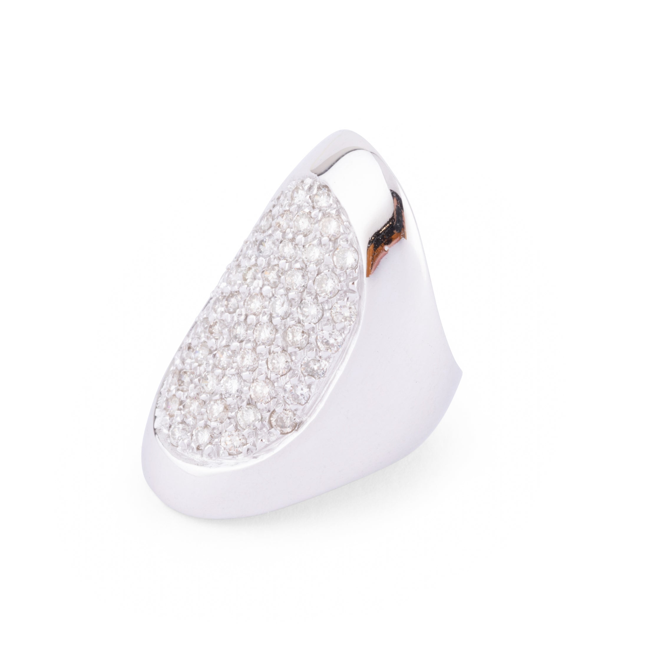Bague or gris et diamants design 1970