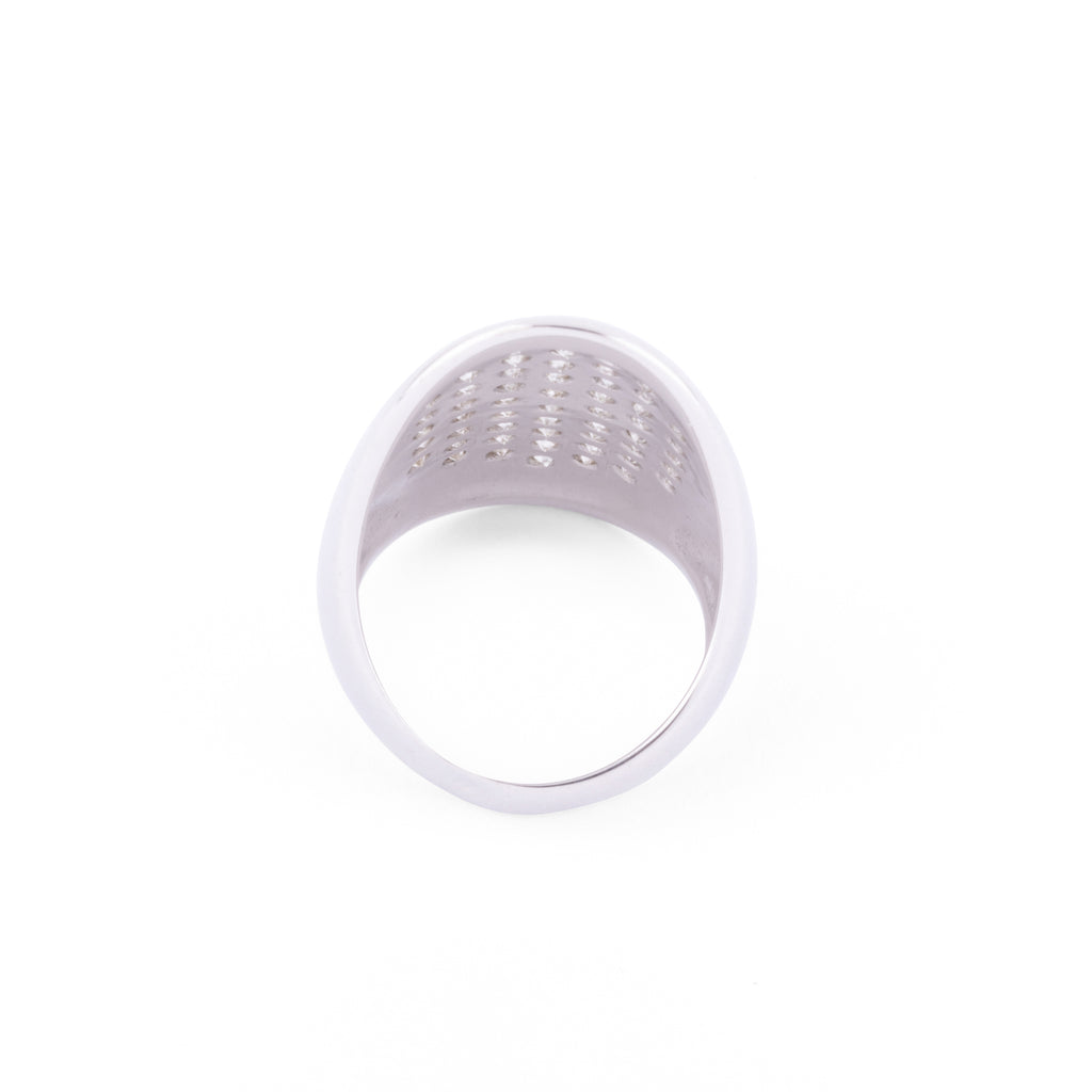 Bague or gris et diamants design 1970