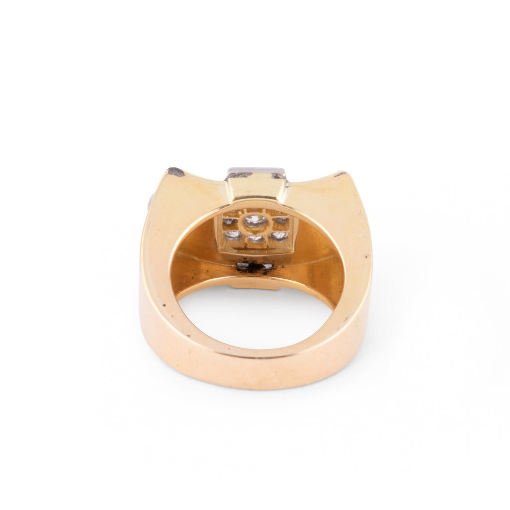 Bague Tank en platine et or