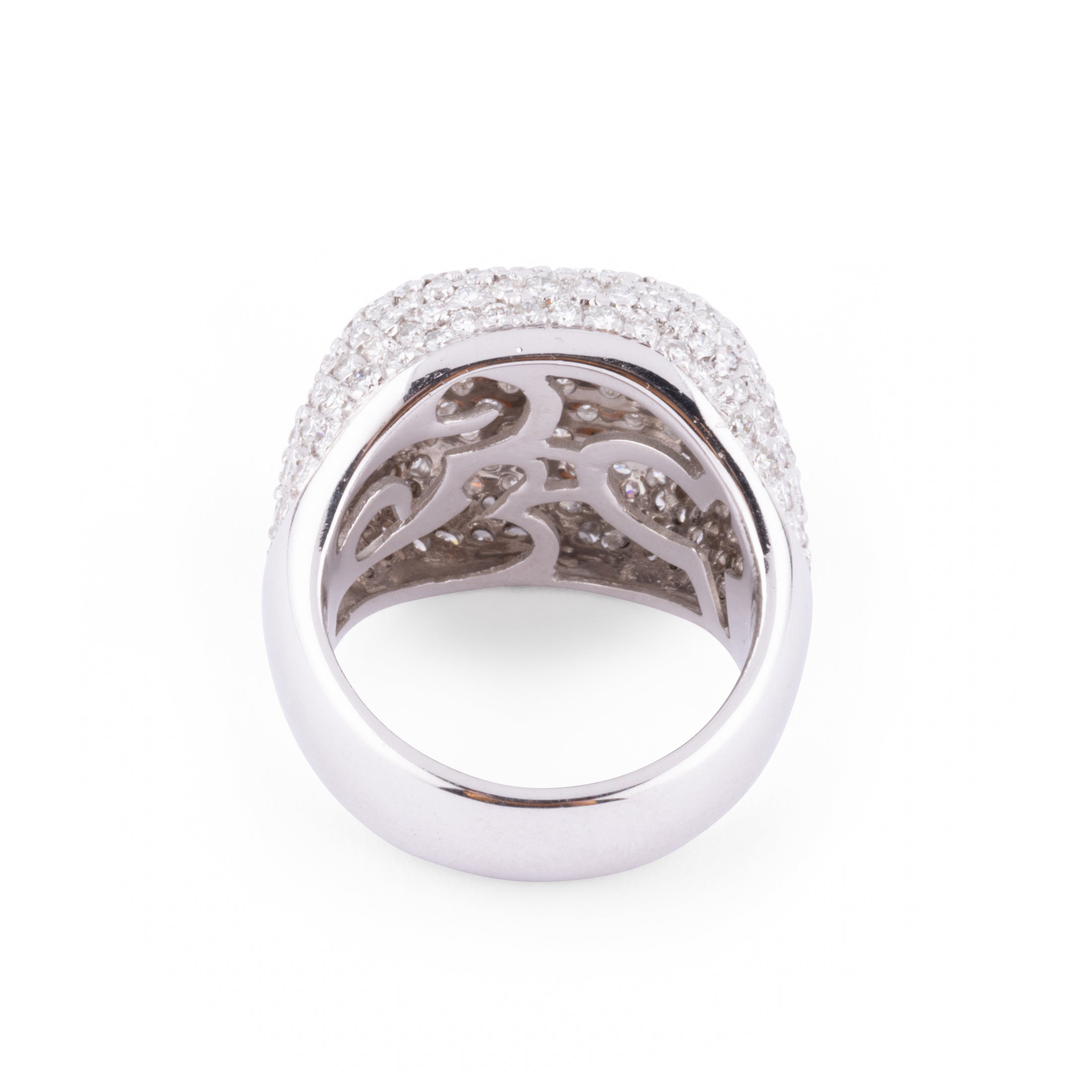 Bague boule en or gris et diamants