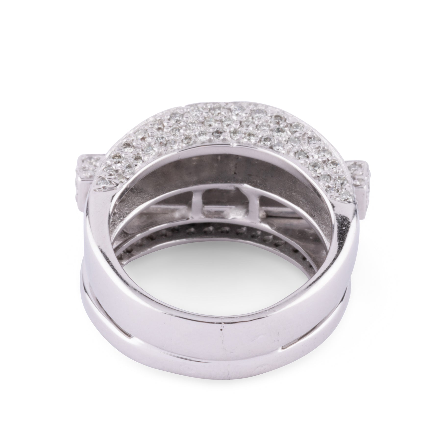 Bague en or gris et diamants asymétrique