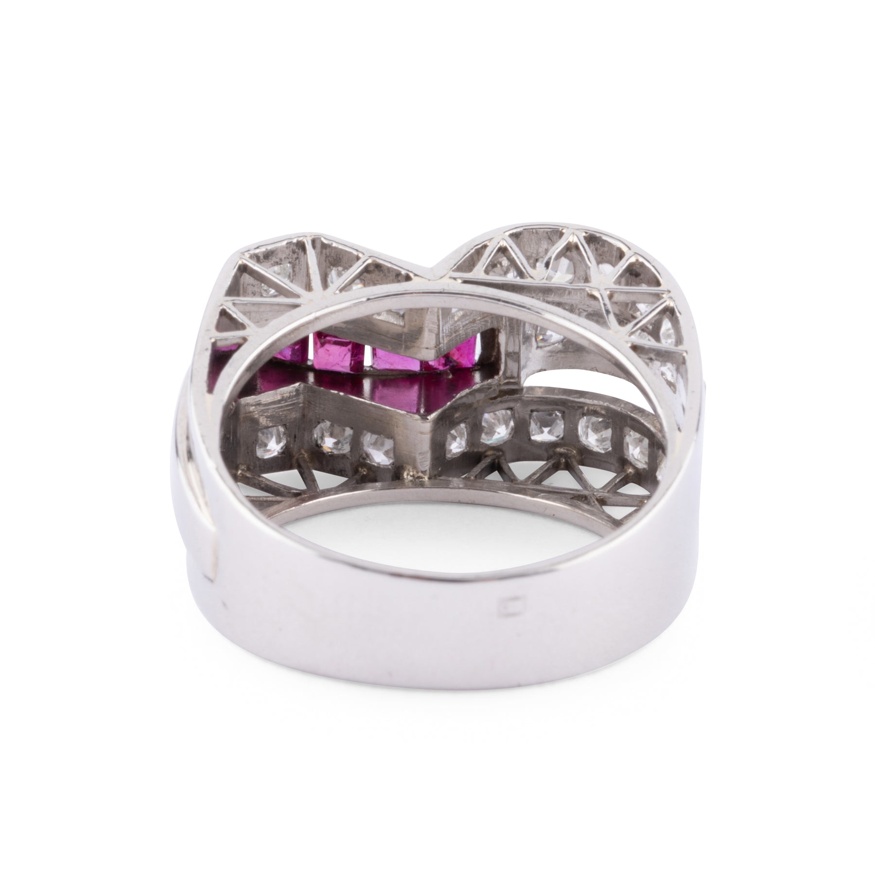 Bague en platine diamant et rubis