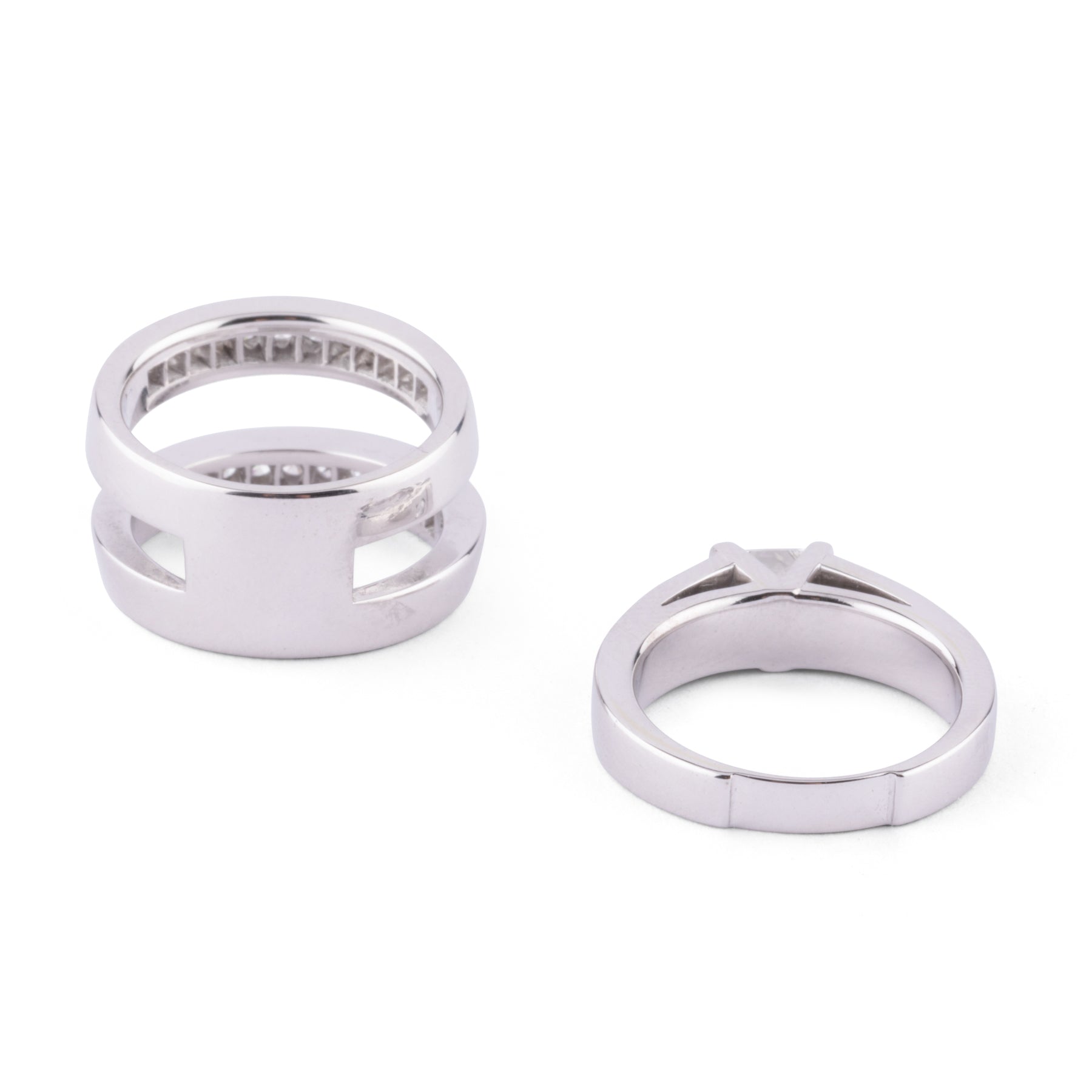 Bague or gris et diamant princesse