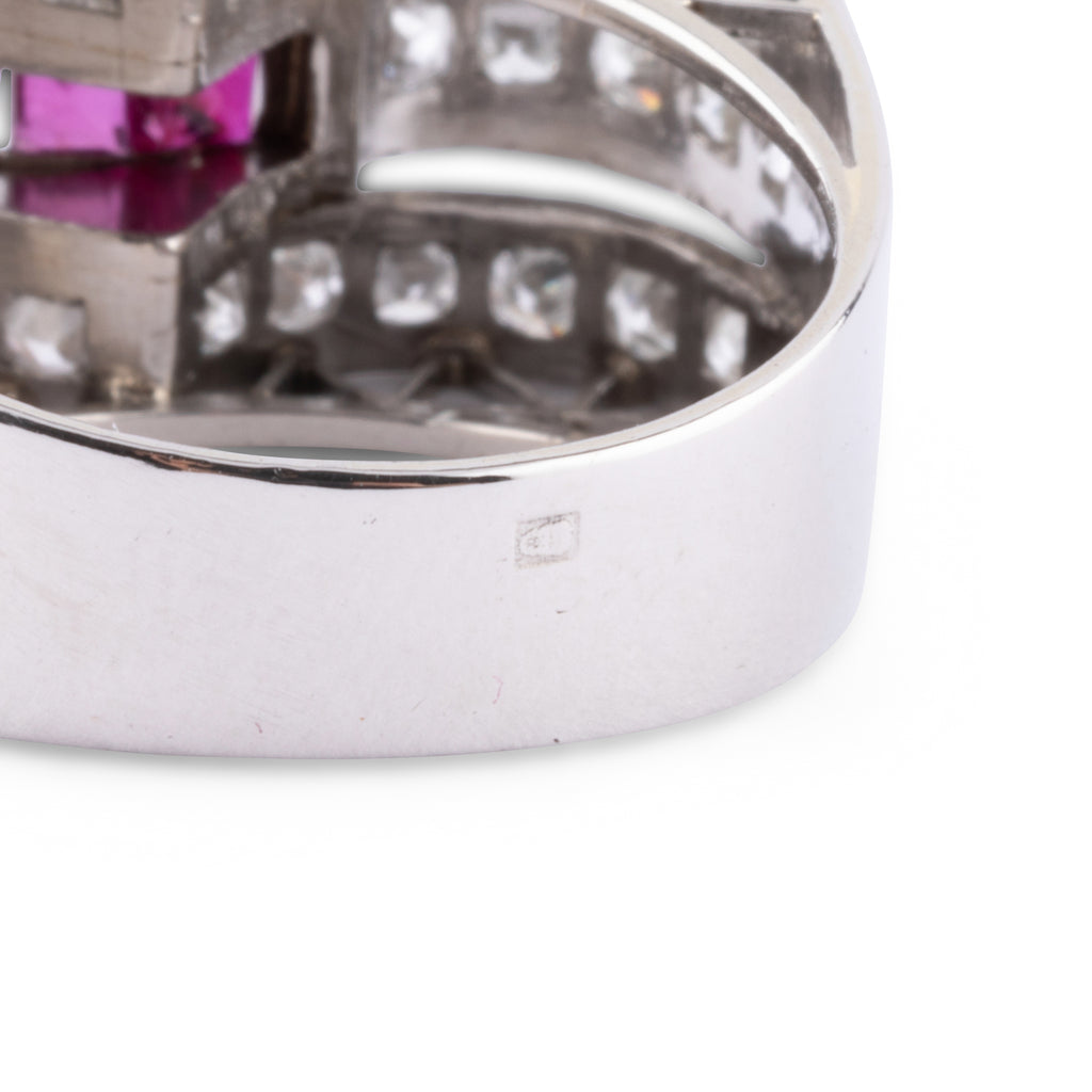 Bague en platine diamant et rubis