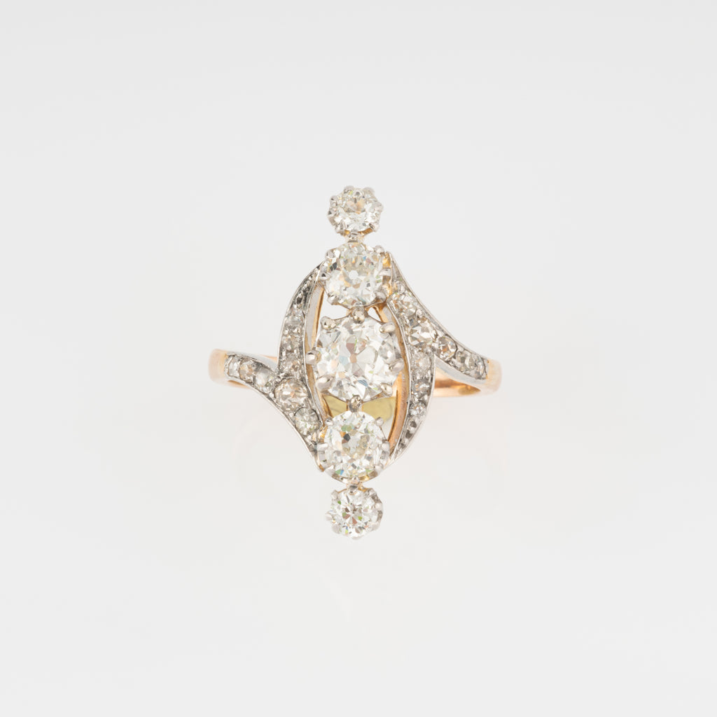 Bague or marquise diamants