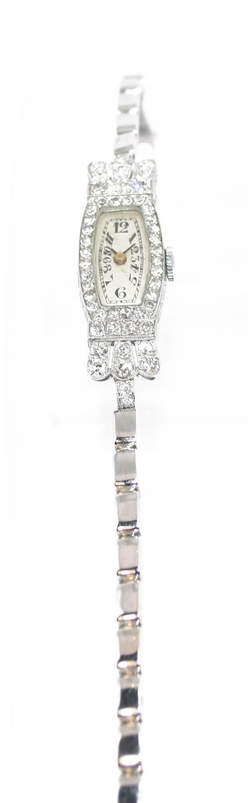 Montre Platine et Diamants 1930 - adalgyseboutique