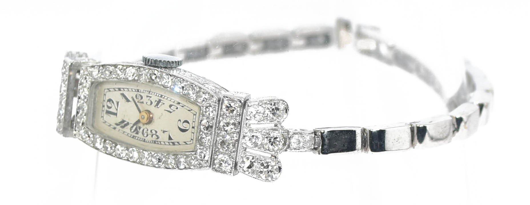 Montre Platine et Diamants 1930 - adalgyseboutique