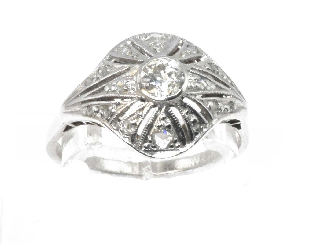 Bague dôme 1930 or gris - adalgyseboutique