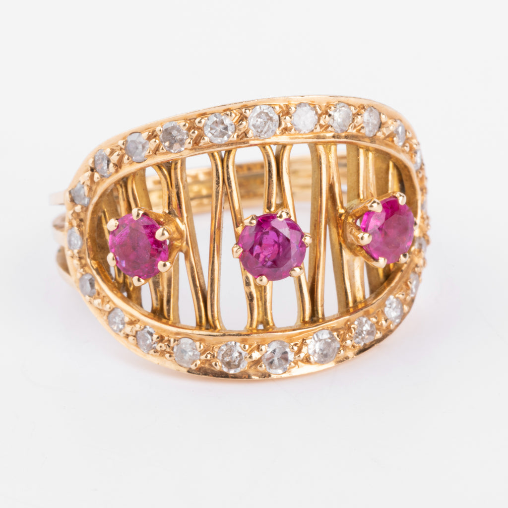 Bague or jaune et rubis