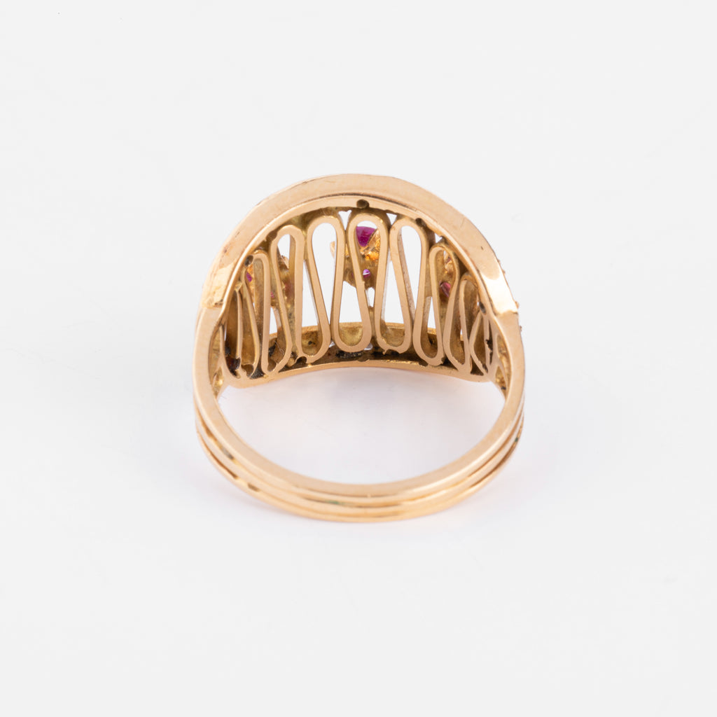Bague or jaune et rubis