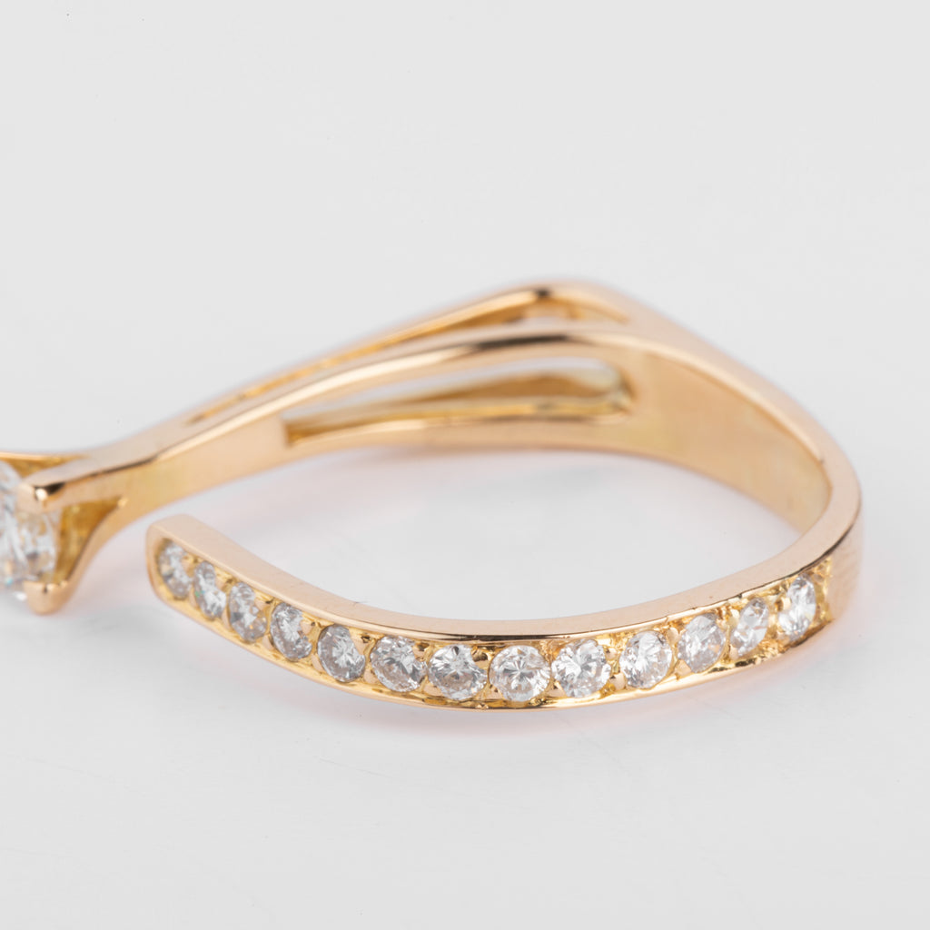 Bague ouverte or jaune et diamant design