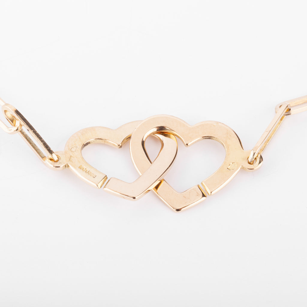 Collier or rose Dinh Van formant 2 cœurs