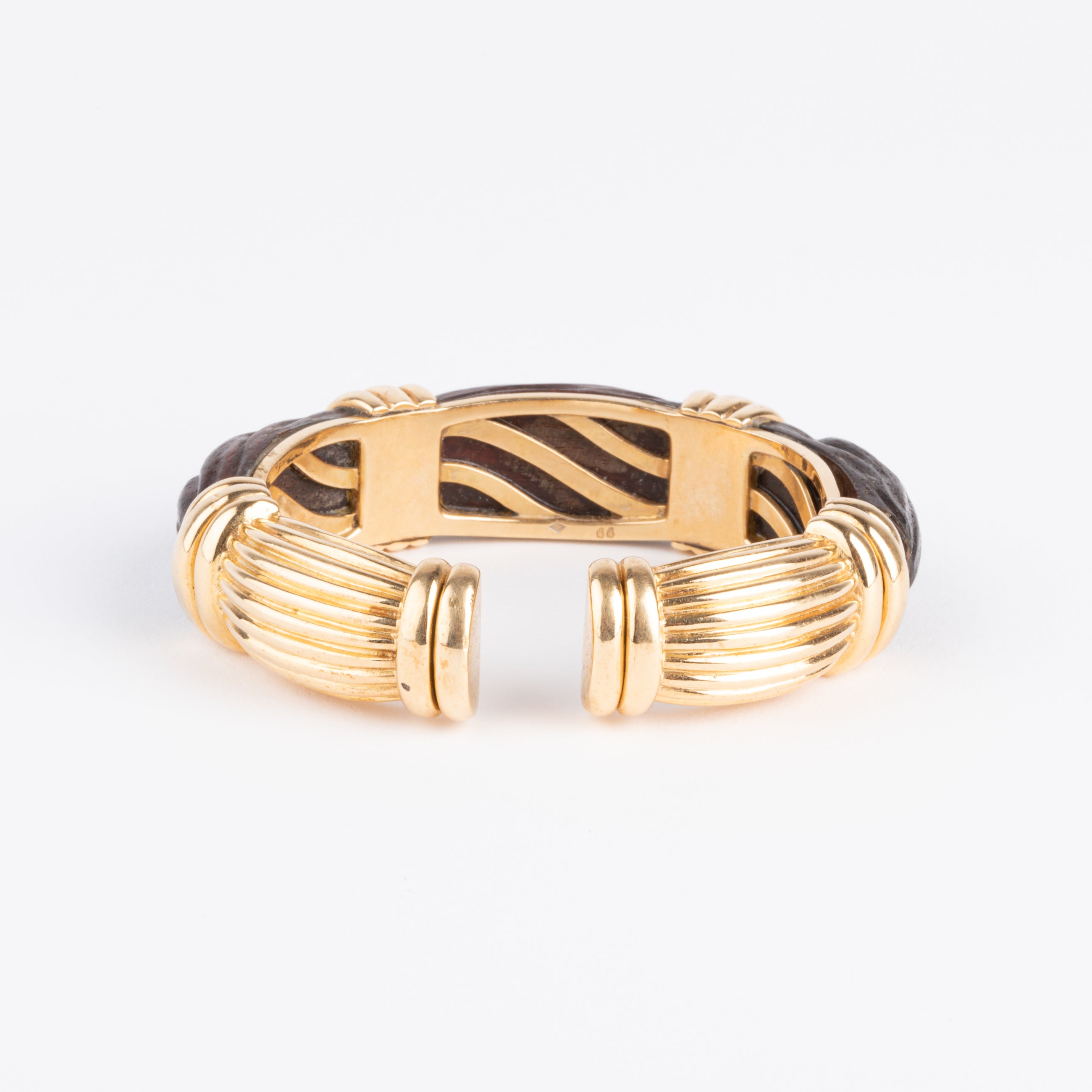 Bracelet jonc OJ Perrin en or jaune et bois d'amourette