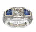 Bague jarretière en or gris diamant et saphirs - adalgyseboutique