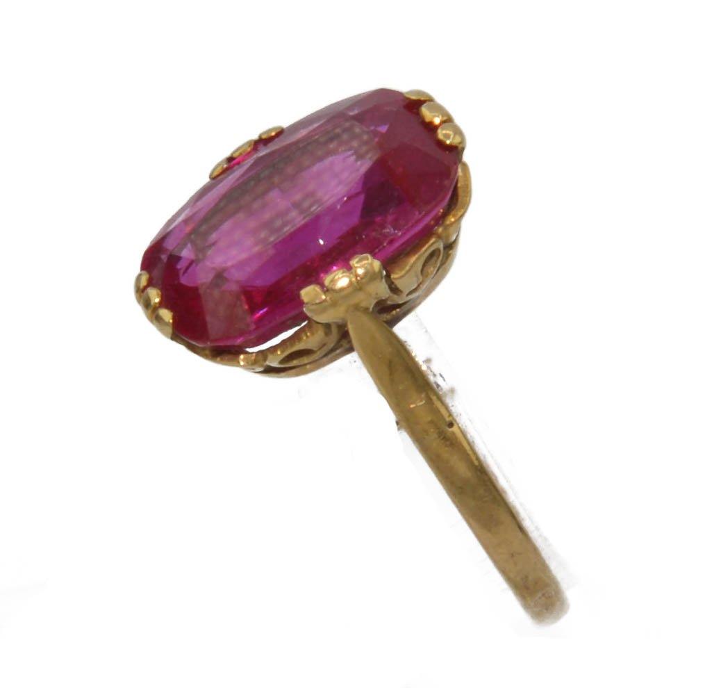 Bague or jaune ornée d'une pierre rouge - adalgyseboutique