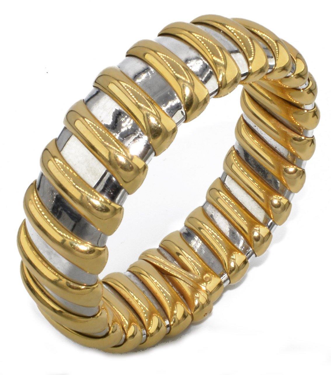 Bracelet or jaune et acier signée de la maison Bvlgari - adalgyseboutique