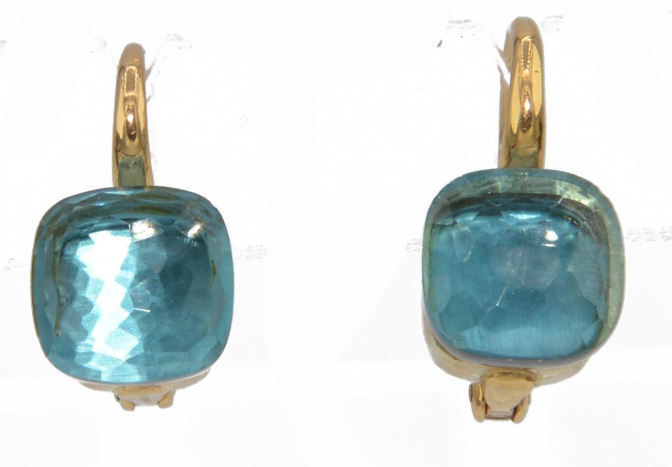 Paire de boucles d'oreilles de la maison Pomellato modéle Nudo en Topaze Bleue - adalgyseboutique