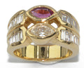 Bague or jaune en toi et moi rubis et diamant