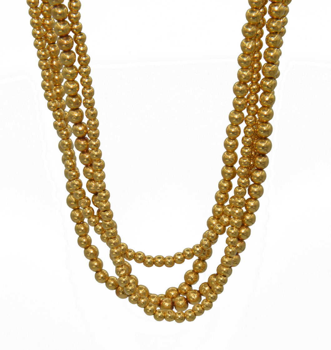 Collier Marseillais or jaune 4 rangs