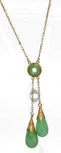 Collier en or jaune négligé en pampille de jade