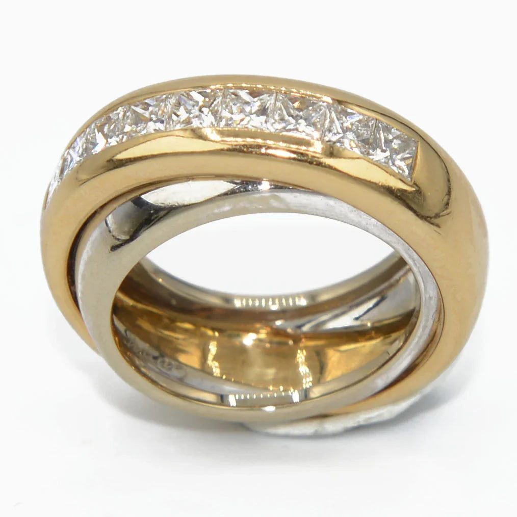 Cartier two-tone princess-cut diamond band ring