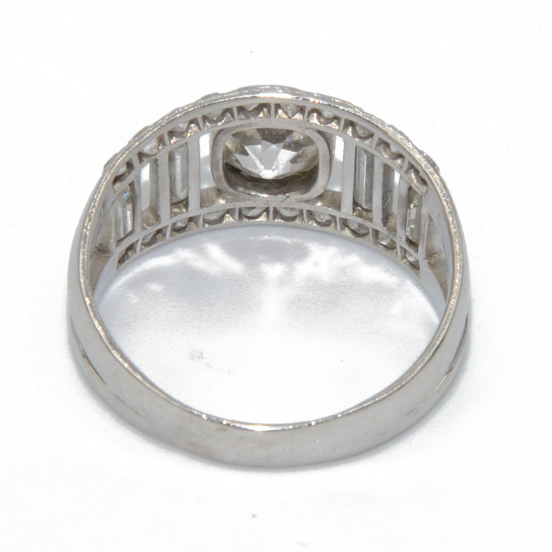 Bague en diamant et platine forme bandeau