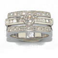 Bague rectangulaire en or gris et diamant
