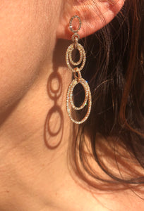 Boucles d'oreilles or rose multi anneaux en diamant