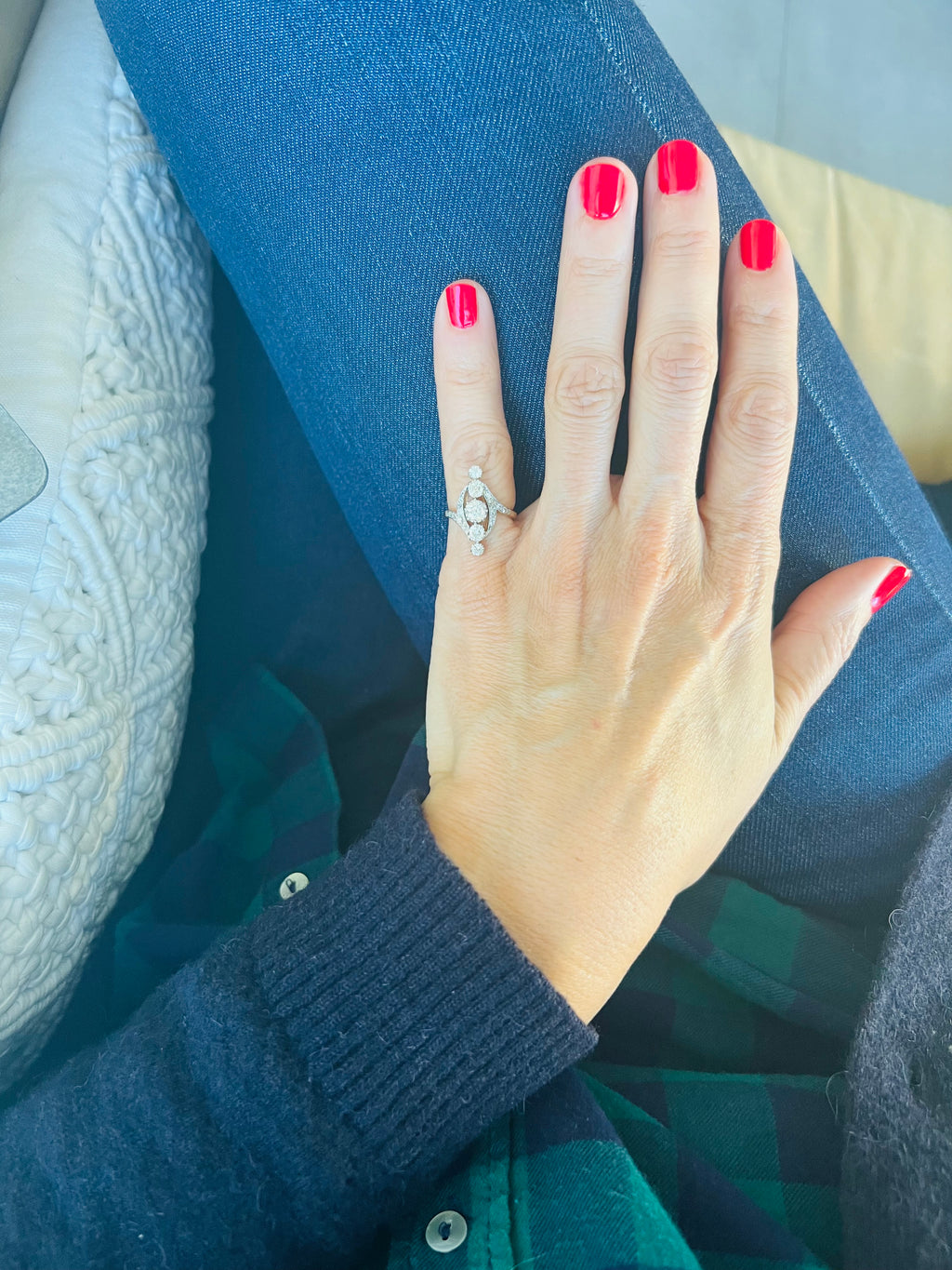 Bague or marquise diamants