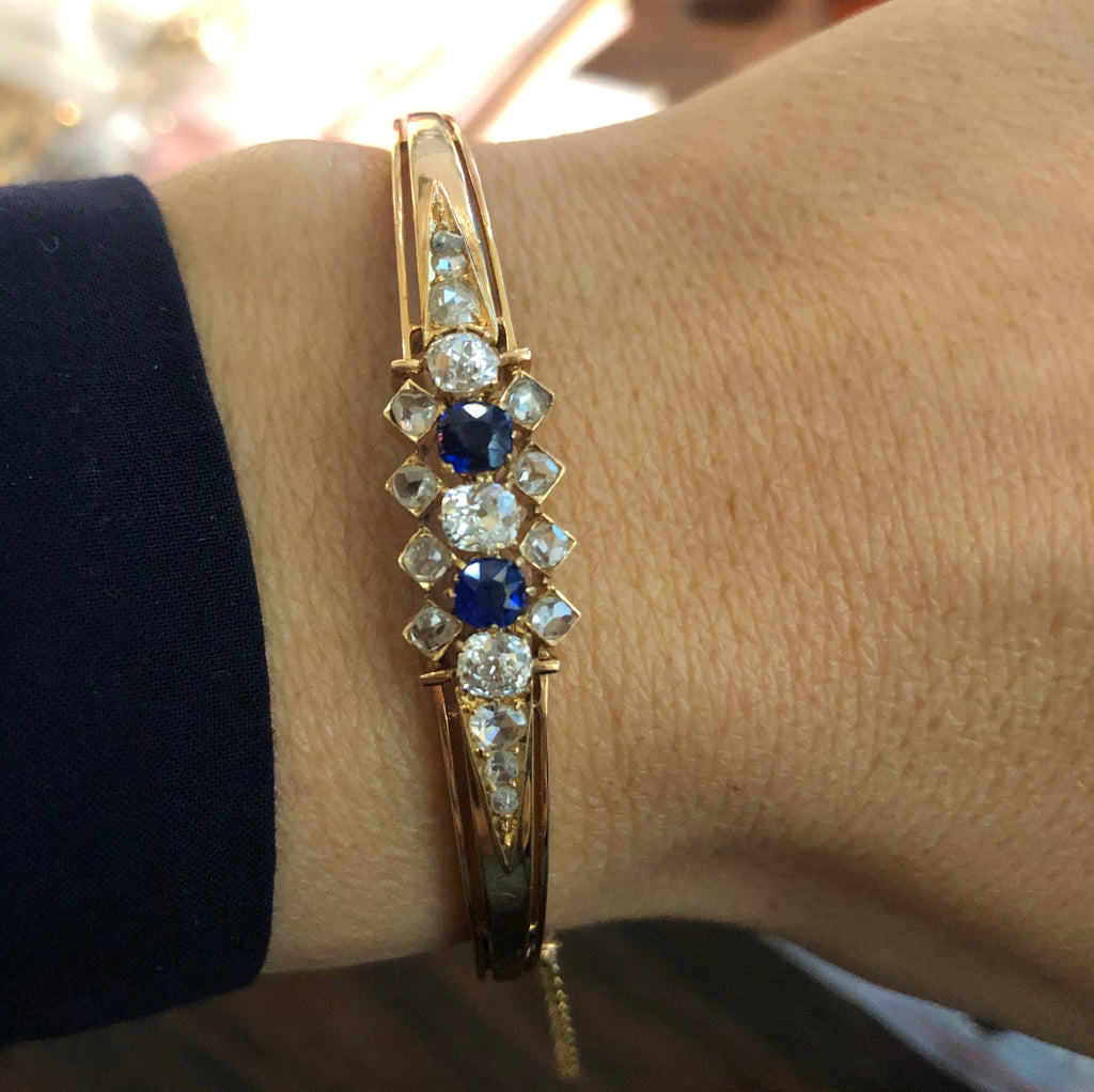 Bracelet or rose saphirs et diamants