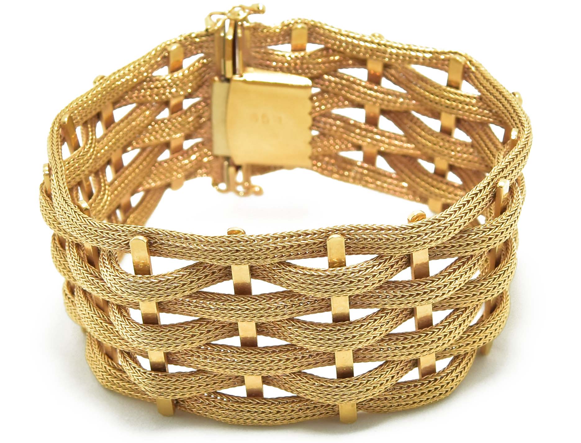 Bracelet en or jaune tissé