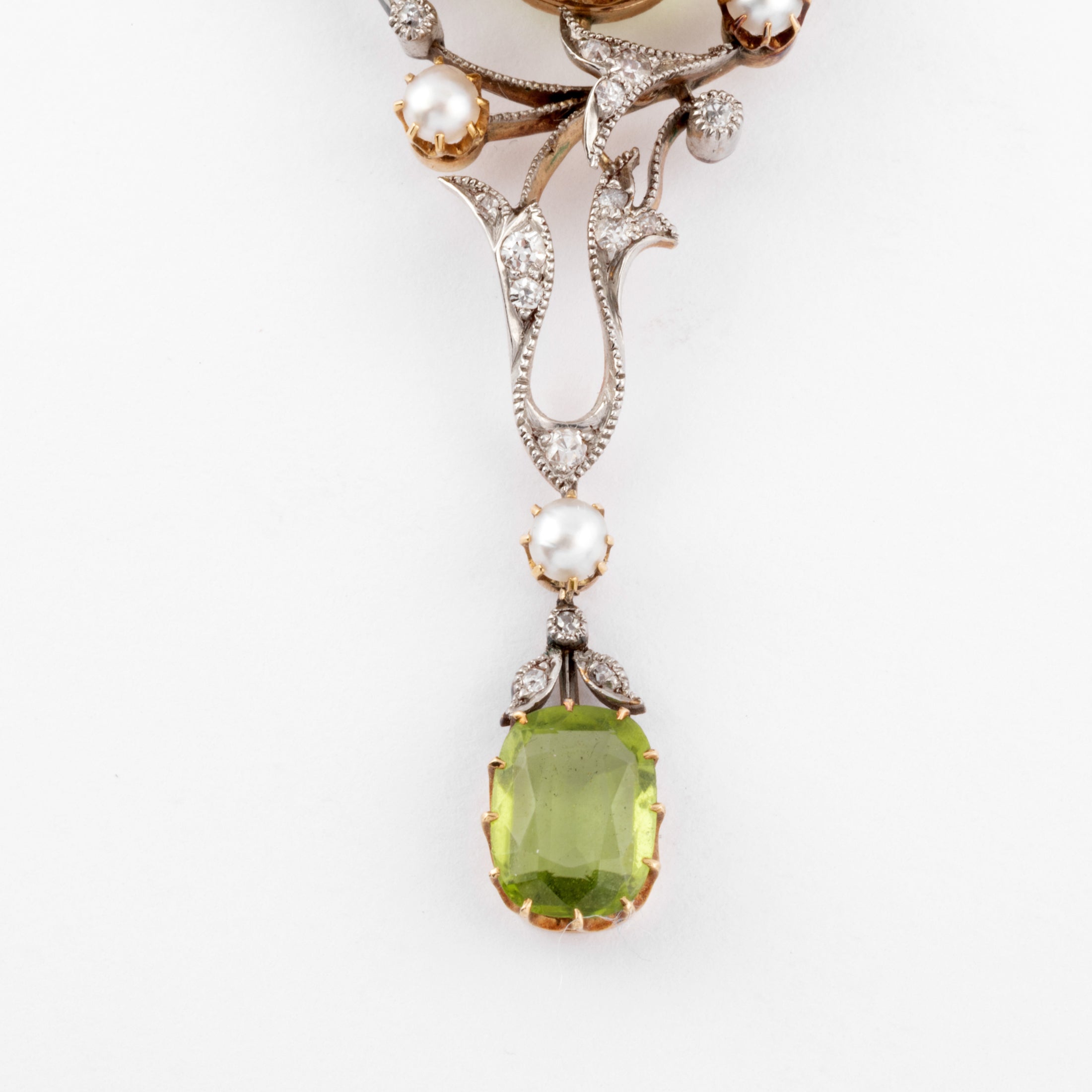 Collier or jaune et Argent Napoléon III orné de Péridot