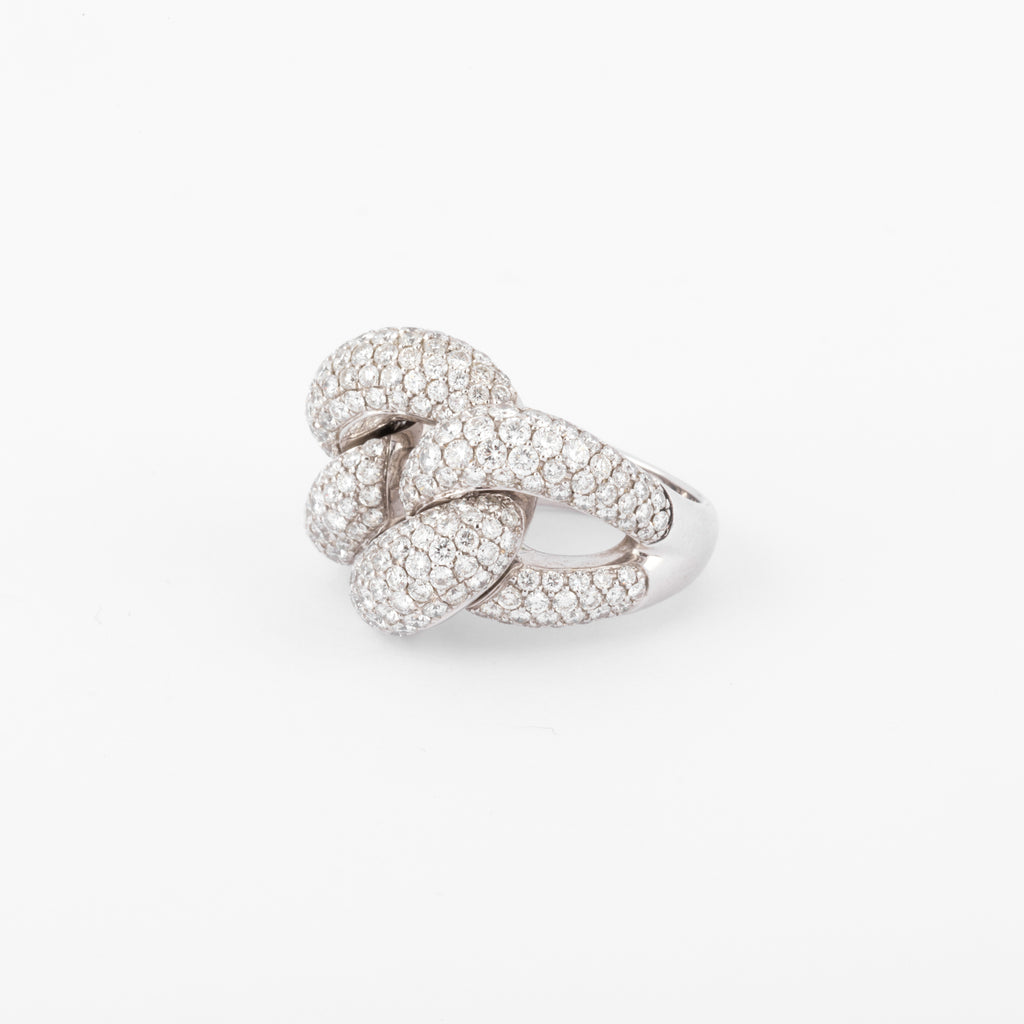 Bague or gris gourmette pavée de diamant
