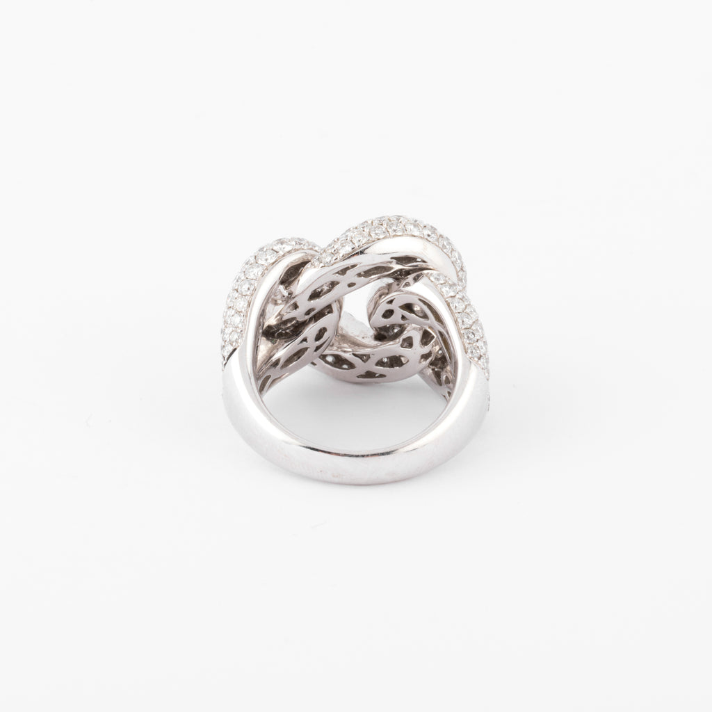 Bague or gris gourmette pavée de diamant