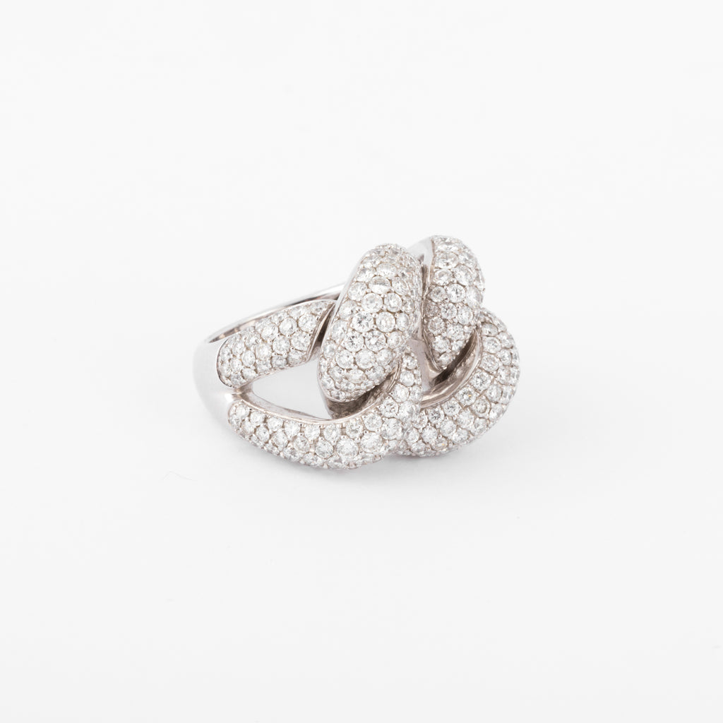 Bague or gris gourmette pavée de diamant