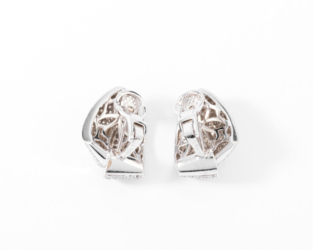 Double créole en or gris et diamant